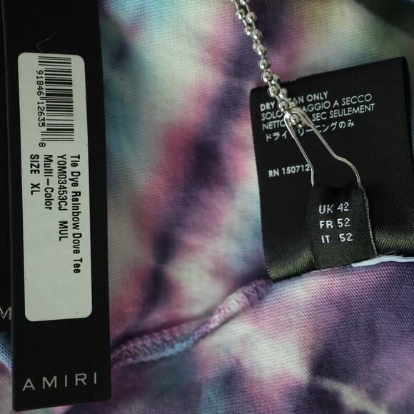 Amiri Tie Dye Rainbow Dove Tee In Multi Size XL - Picture 12 of 16